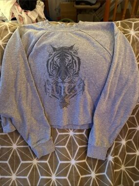 Juicy Couture Gray Ribbed Collar Sweatshirt